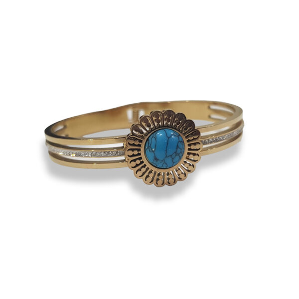 Elegant Turquoise Stone Stainless Steel Bangle