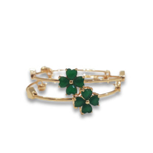 Elegant Green Flower Stainless Steel Bangle