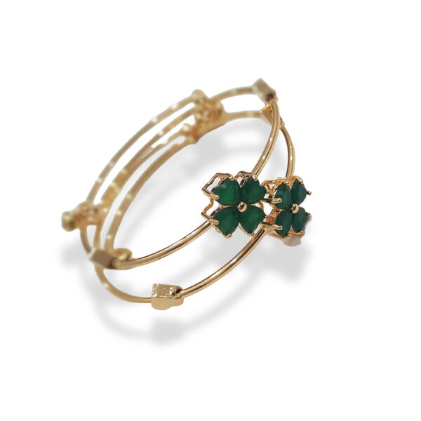 Elegant Green Flower Stainless Steel Bangle